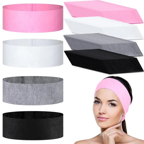 Miniatura 8 de 128 diademas faciales desechables de spa no tejidas, bandas faciales suaves para el cuidado de la piel con cierre de convento para mujeres y niñas