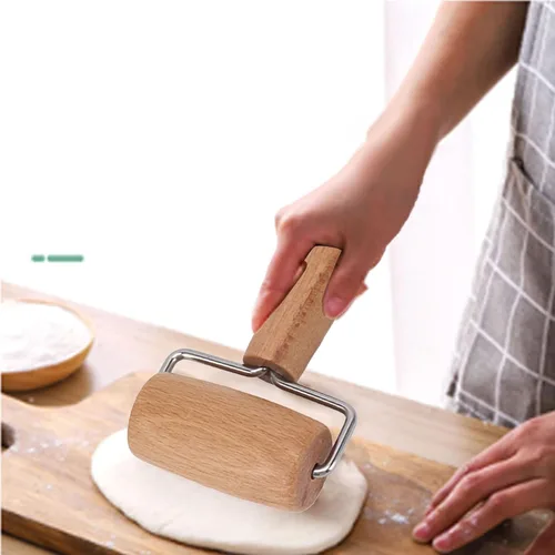 Miniatura 2 de Rodillo de madera, rodillo de molienda antiadherente para panadero, grosor uniforme, rodillo de masa de madera, rodillo de masa de pizza, rodillo