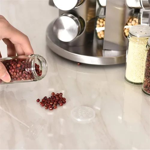 Miniatura 7 de EBIZ&TECH - Estante giratorio para 20 tarros de acero inoxidable con base antideslizante - Organizador de encimera de cocina para fácil acceso