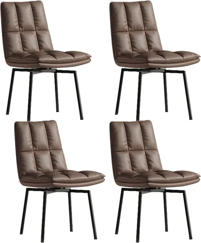 Miniatura 14 de Silla giratoria de cocina de comedor, silla de cocina tapizada de piel sintética, sillas de comedor, sillas de sala de estar, modernas de mediados