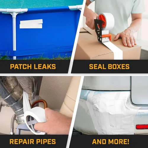 Miniatura 5 de Lockport Cinta Adhesiva para Conductos de Servicio Pesado Resistente al Agua, 20 Yardas x 2 Pulgadas, Rollo Adhesivo Fuerte para Reparación en Blanco
