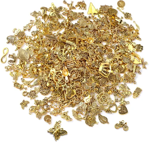 SANNIX 350 piezas al por mayor de lote de joyería para hacer abalorios surtidos colgantes para bricolaje, collar, pulsera, pendientes, suministros