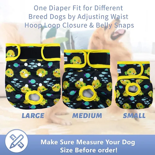 Miniatura 51 de Leekalos Pañales reutilizables lavables para perras, pañales para perras, altamente absorbentes, pañales ajustables para cachorros, pañales