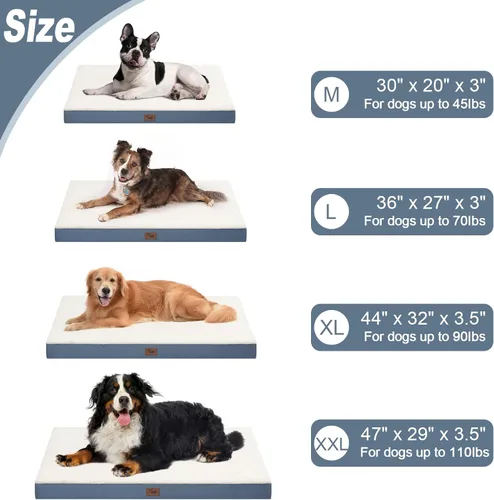 Miniatura 7 de Cama ortopédica de felpa para perros y cachorros medianos, camas impermeables para perros de 30 x 20 pulgadas con funda extraíble lavable, tapete