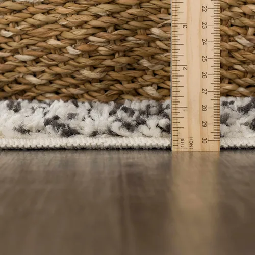 Miniatura 22 de Hauteloom, Duncans - Alfombra de estilo granja de pelo mullido para sala y dormitorio, con borlas - Beige, carbón, gris - 2 pies 7 pulgadas x 7 pies