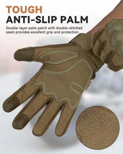 Miniatura 3 de KUMGIM Tactical Gloves for Men Women, Motorcycle Gloves Touchscreen Airsoft Hunting Shooting Glove Black Tan for Outdoor Paintball Work Motorcycle
