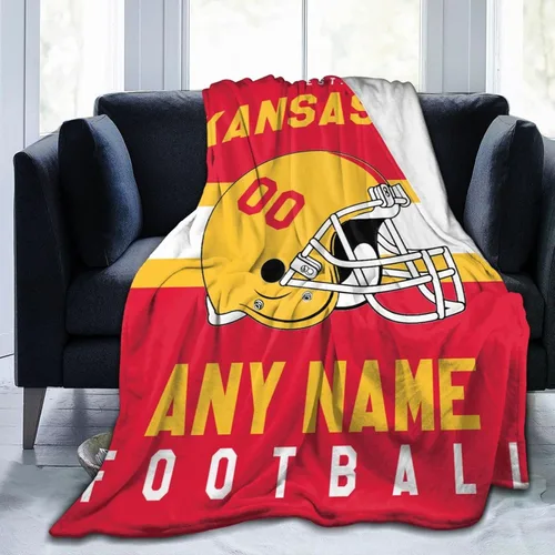 Miniatura 18 de SEAGGS Manta personalizada con diseño de ciudad de fútbol americano, decoración personalizada, manta impresa para añadir cualquier nombre y número