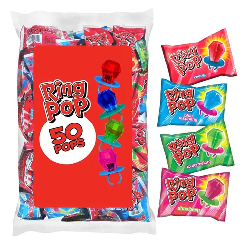 Miniatura 9 de Ring Pop - Paquete variado de piruletas individuales envueltas para el regreso a clases a granel – 20 piruletas con sabores surtidos – Dulces