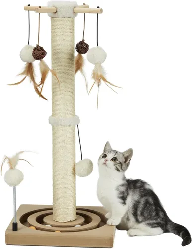 Miniatura 10 de PEEKAB Poste rascador para gatos de alta calidad, rascadores de sisal con juguetes interactivos de seguimiento, rascador vertical para gatos