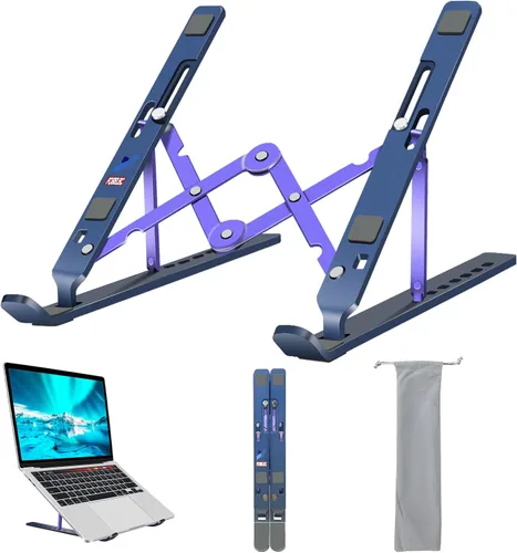 Miniatura 9 de Soporte para laptop, soporte para tableta de computadora, soporte plegable de aluminio ajustable para laptop, compatible con MacBook Air Pro