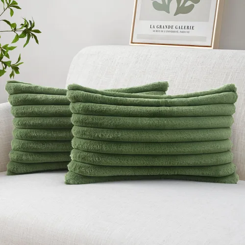 Miniatura 15 de MIULEE Juego de 2 fundas de almohada decorativas de piel sintética de 16 x 16 pulgadas, decoración moderna de primavera para el hogar, almohadas