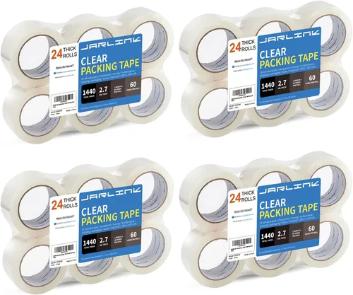 Miniatura 10 de JARLINK - Cinta de embalaje transparente (6 rollos), cinta de embalaje resistente para envíos, embalajes, mudanzas y sellados; cada rollo mide 2,7