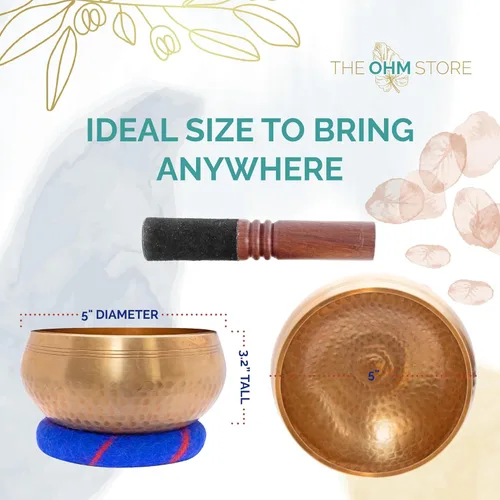 Miniatura 2 de Juego de cuencos tibetanos hechos a mano, cuenco de sonido de 5 pulgadas para meditación, curación de sonido y yoga, instrumento de curación