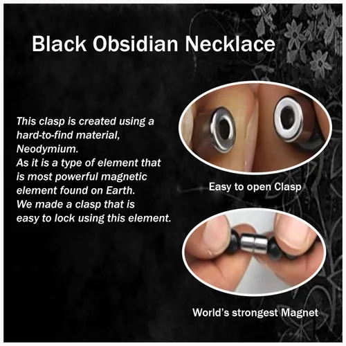 Miniatura 3 de Collar de cristal de obsidiana negra hecho a mano, collar de cuentas de piedras preciosas naturales auténticas, curación, protección, talismán mala