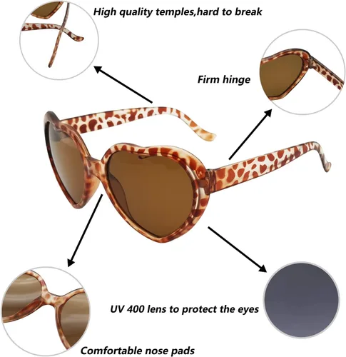 Miniatura 4 de Gafas de sol en forma de corazón para mujer, gafas de corazón de moda, lindas gafas de sol retro, Taylor Cupid Party