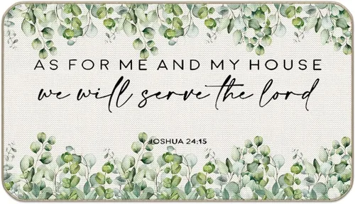 Tapete cristiano para puerta, con texto en inglés "As for Me and My House We Will Serve The Lord", tapete decorativo para el hogar, interior y