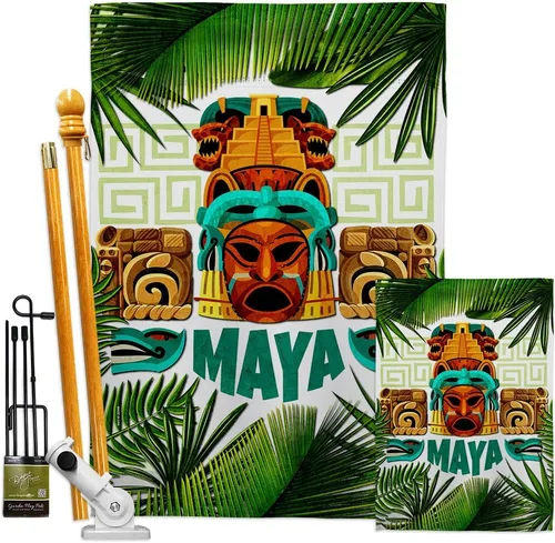 Miniatura 8 de Maya - Kit de banderas de arpillera para casa de jardín, regional, México, Estados Unidos, Estados mexicanos, área particular, pequeño, decorativo