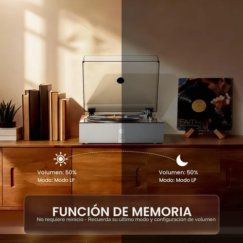 Miniatura 7 de 1 BY ONE Tocadiscos totalmente automático, tocadiscos de vinilo todo en uno con función de repetición automática, control remoto, altavoces