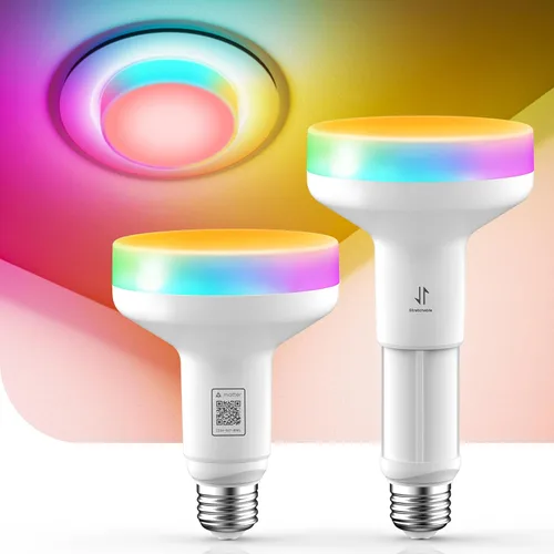 Miniatura 14 de Linkind Matter BR30 - Bombillas inteligentes con diseño elástico y color Aurascape de 4 zonas, bombilla de inundación inteligente empotrable de 850