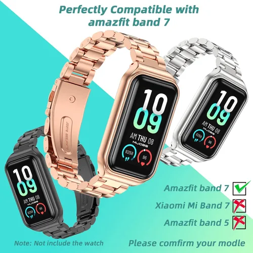 Miniatura 3 de Correa de repuesto de metal para Amazfit Band 7, compatible con Amazfit 7 Fitness Tracker