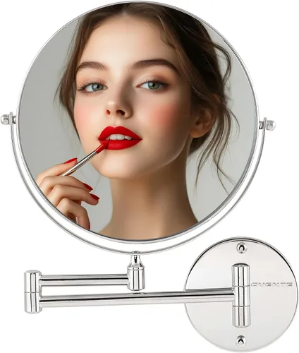 Miniatura 12 de OVENTE Espejo de maquillaje montado en la pared de 7 pulgadas con aumento 1X/10X, espejo redondo de tocador de baño de doble cara, diseño giratorio