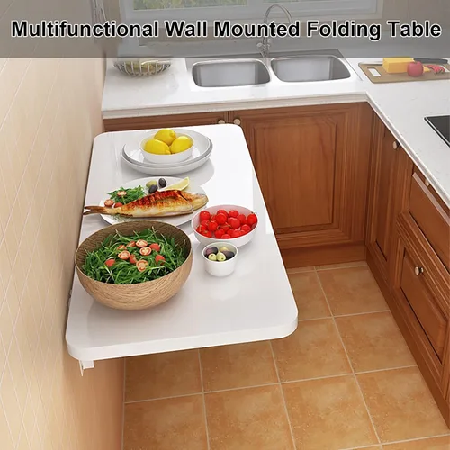 Miniatura 3 de Mesa plegable para montar en la pared, mesa de trabajo plegable, mesa plegable para lavandería, mesa de pared estable y resistente para Blanco