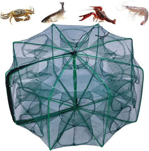 Miniatura 7 de La trampa de pesca plegable mágica, kit de pesca fortalecida autoplegable, trampa de cebo de pesca, red de pesca portátil para cangrejo, cangrejos