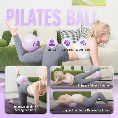 Miniatura 4 de JKSHMYT Pilates Ring Kit for Women, Pilates Equipment – 14.5" Home Magic Circle Workout with Pilates Ball,Resistance Bands,Better me Pilates Oscuro