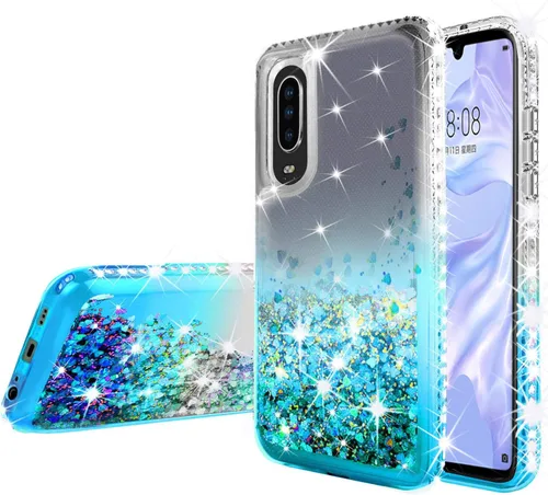 Miniatura 3 de Funda compatible con Huawei P30, con [protector de pantalla de vidrio templado] SOGA Diamond Liquid Quicksand Cover Cute Girl Women Phone Case