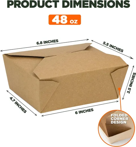 Miniatura 3 de Fit Meal Prep Cajas To Go de 48 onzas, recipientes de papel para llevar, cajas de comida desechables para almuerzo, aptas para microondas