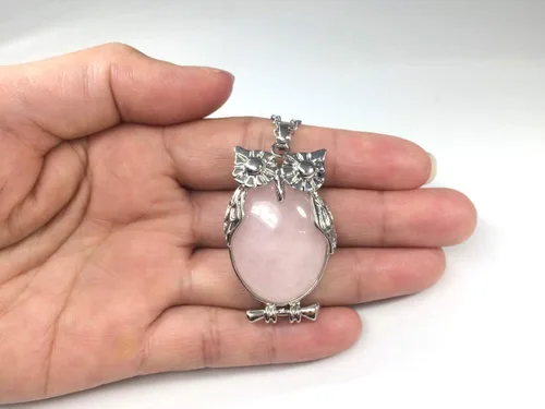 Miniatura 2 de 1pc Real Natural Gemstone Good Luck Owl Pendant Necklace Healing Crystal Stone Quartz Reiki Chakra Energy Rock 18 Inch Chain Jewelry Women Girls Men