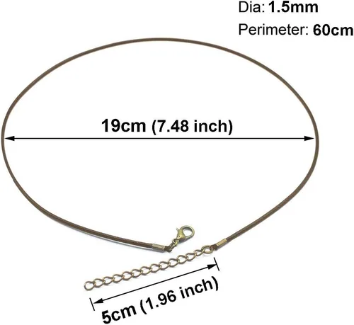 Miniatura 2 de 30 piezas de collar encerado de 0.059 in 23.6 pulgadas con cadena de bronce y cierre de langosta para hacer pulseras, collares y joyas (marrón)