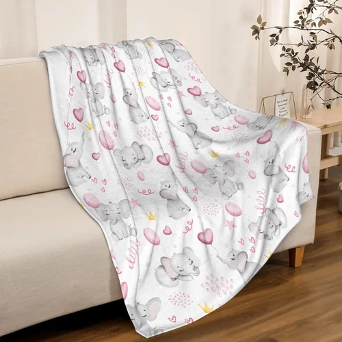 Miniatura 2 de Manta de elefante con globos, manta de franela súper suave y ligera para niños, adultos, adecuada para sofá, cama, campamento, viajes, todas