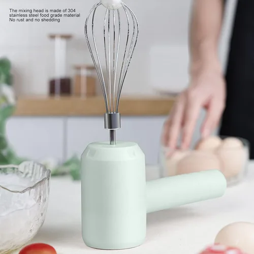 Miniatura 7 de Hztyyier Batidora de mano eléctrica recargable por USB, portátil, inalámbrica, para hornear, pastel, huevo, crema, potente (cian claro)