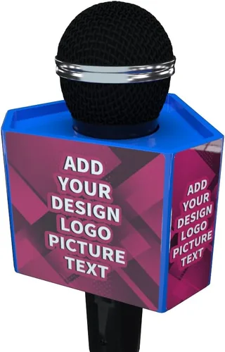 Miniatura 8 de Caja de micrófono personalizada Logo personalizado Cubo Hexágono micrófono bandera (negro)
