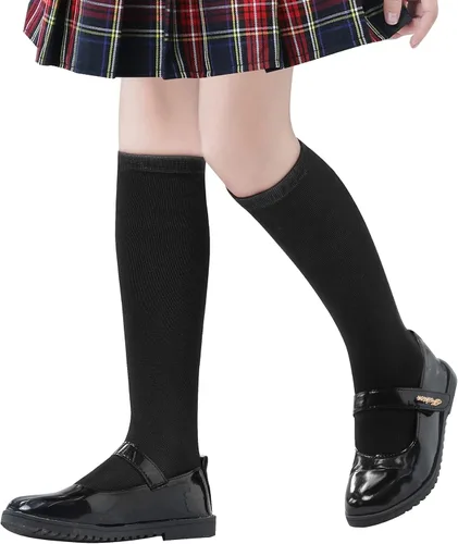 Zando Calcetines deportivos de algodón con tres rayas para niños y niñas, uniforme de tubo, lindo tubo hasta la rodilla