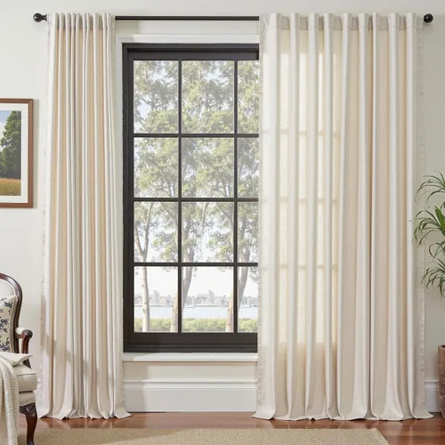 Miniatura 86 de JINCHAN Cortinas de mezcla de lino de 84 pulgadas de largo, 2 paneles para dormitorio y sala de estar, cortinas de campo con filtro de luz de 50