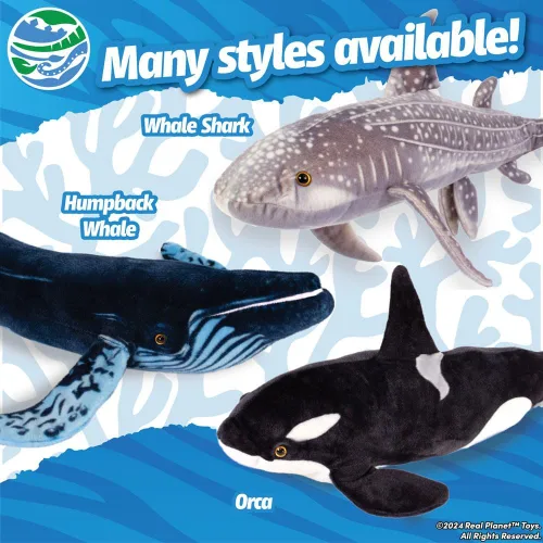 Miniatura 3 de Real Planet Animal de peluche de tiburón ballena de 20 pulgadas, animal de peluche suave, peluche realista para niños, tiburón gigante de peluche