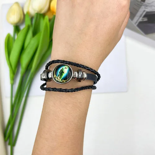 Miniatura 3 de rgwtgkyh Pulseras de San Judas para mujeres y hombres, pulsera de Virgen María Jesús hijo, pulsera vintage de cuero tejido a mano negro marrón