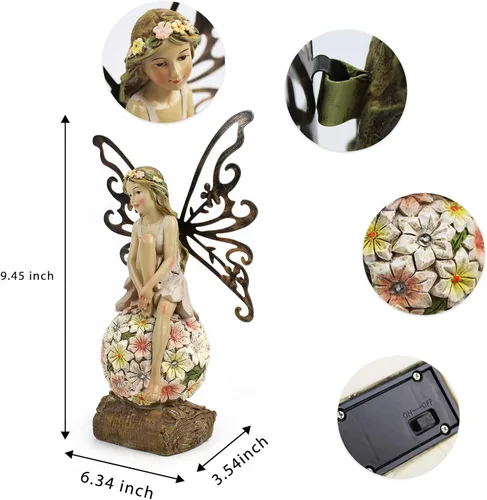 Miniatura 2 de Suyorpe Decoración de Jardín de Hadas Florales, Estatuas de Hadas de Jardín al Aire Libre, Accesorios de Figurina de Hadas al Aire Libre con Energía