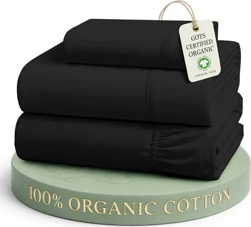 Miniatura 54 de Lane Linen Sábanas de cama tamaño Queen, juego de sábanas 100 % algodón orgánico, sábanas refrescantes suaves tamaño Queen, juego de sábanas Queen