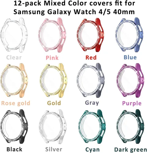 Miniatura 5 de RICHONE Compatible con Samsung Galaxy Watch 5 y Watch 4 y FE 40 mm Protector de pantalla Estuches de strass, Accesorios de cubiertas protectoras