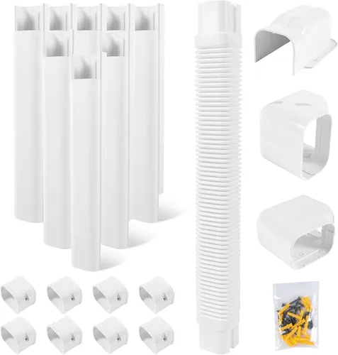 Miniatura 10 de LyPrem 3 m Kit de cubierta de línea de PVC para mini split y aire acondicionado central y bomba de calor (Blanco)