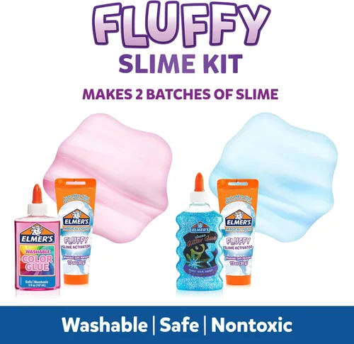 Miniatura 3 de Elmer's Kit de slime esponjoso, incluye pegamento de color translúcido, pegamento con purpurina, activador de slime esponjoso, 4 unidades, perfecto