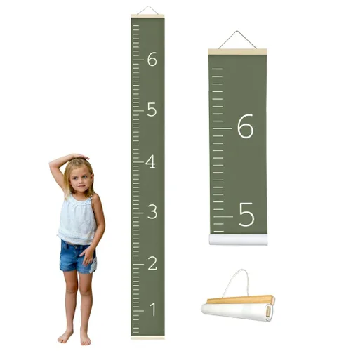 Miniatura 14 de Morxy Tabla de Crecimiento de Lona para Niños - Decoración de Pared Unisex para Habitación de Niños - Tabla de Medición de Altura - Cinta de Pared