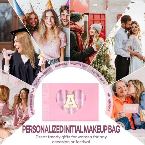 Miniatura 5 de 2 bolsas de maquillaje para adolescentes, regalos de moda, regalos de Navidad personalizados para mujeres, rellenos de calcetines para niñas Rosa