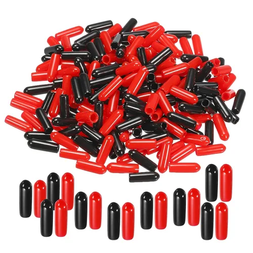 Miniatura 38 de MECCANIXITY 50 unids tapas de goma Surtido de 0.079 in PVC vinilo tornillo rosca protector para tornillo tornillo negro rojo