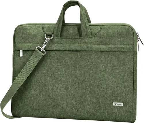 Miniatura 16 de Voova - Bolso de hombro para laptop de 14, 15, 15.6, 17, y 17.3 pulgadas, funda de transporte, maletín cruzado con correa Negro