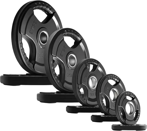 Miniatura 16 de RitFit Weight Plates for Barbell, 2-Inch Olympic Rubber Grip Plates for Weightlifting and Strength Training in Home & Gym, Single, Pair and Sets