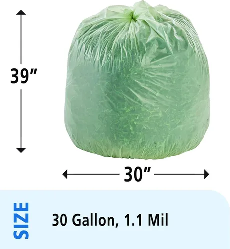 Miniatura 2 de Stout e2430e85 13 galones 24" x 30" Heavy Duty biodegradables bolsas de basura, 45 bolsas por caja, astm6400, verde, fabricado en Estados Unidos por
